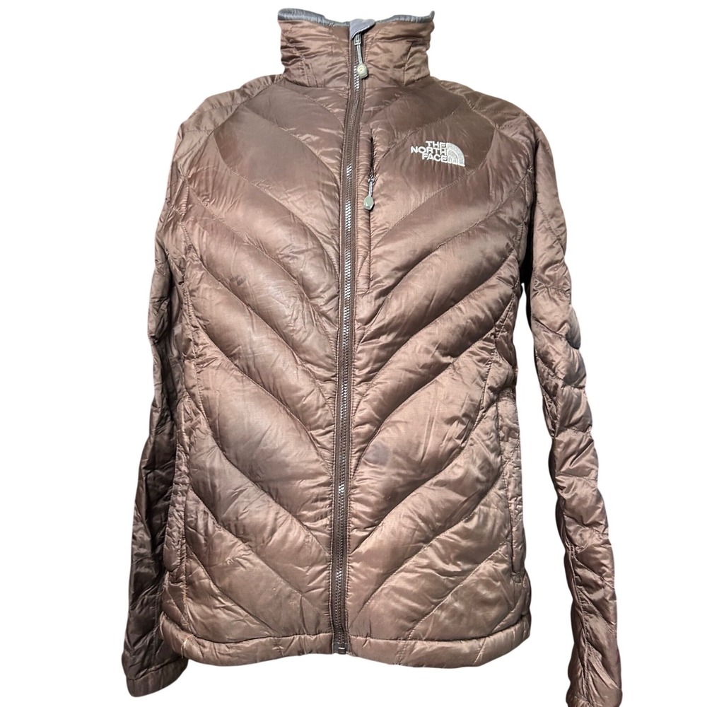 The North Face Summit Series Puffer Jacket Brown Chevron Quilted Womens‎ M *READ